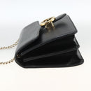 GUCCI Chain Shoulder Bag Leather Black Gold 510304 Auth 174140-3