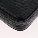 FENDI Mamma Baguette Pouch Leather Black Gold Auth 174141A-15