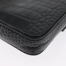 FENDI Mamma Baguette Pouch Leather Black Gold Auth 174141A-16