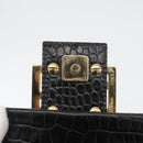 FENDI Mamma Baguette Pouch Leather Black Gold Auth 174141A-10