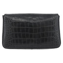 FENDI Mamma Baguette Pouch Leather Black Gold Auth 174141A-2