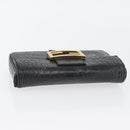 FENDI Mamma Baguette Pouch Leather Black Gold Auth 174141A-6