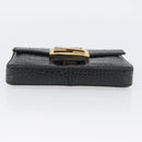 FENDI Mamma Baguette Pouch Leather Black Gold Auth 174141A-7