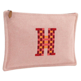 HERMES Pouch Cotton Red Silver Auth 174146M