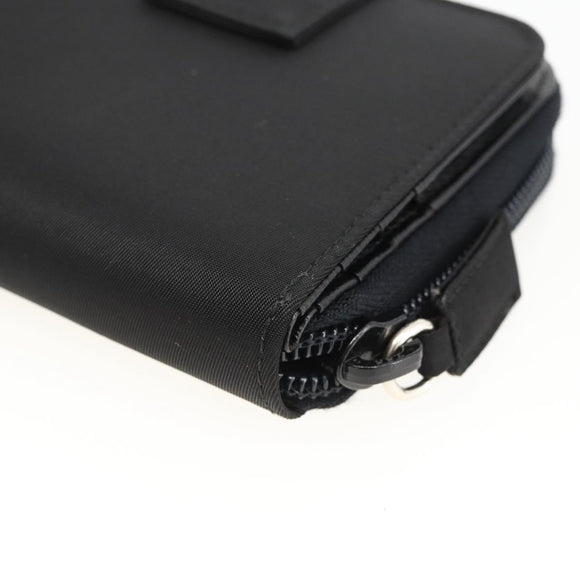 PRADA Wallet Nylon Black Silver Auth 174158A