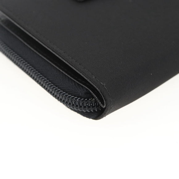 PRADA Wallet Nylon Black Silver Auth 174158A