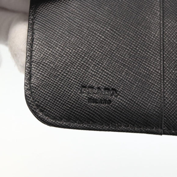 PRADA Wallet Nylon Black Silver Auth 174158A