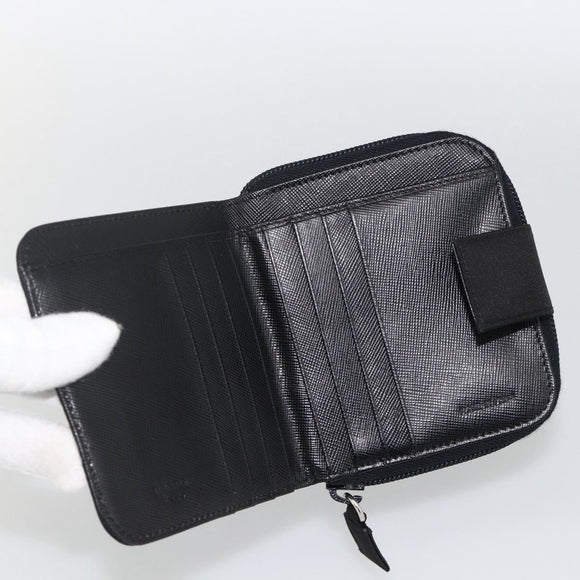 PRADA Wallet Nylon Black Silver Auth 174158A