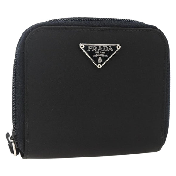PRADA Wallet Nylon Black Silver Auth 174158A