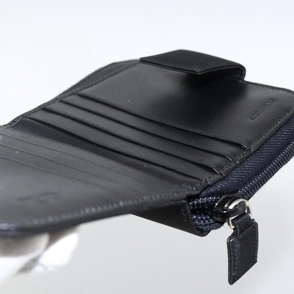 PRADA Wallet Nylon Black Silver Auth 174158A