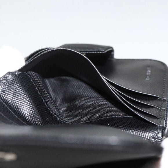 PRADA Wallet Nylon Black Silver Auth 174158A