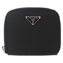 PRADA Wallet Nylon Black Silver Auth 174158A-13