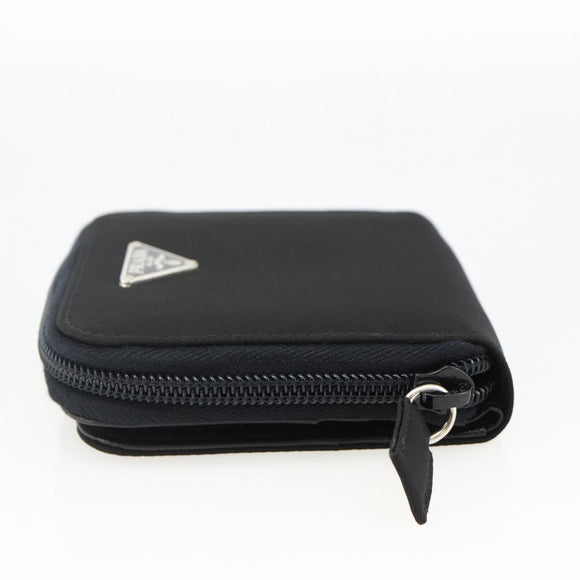 PRADA Wallet Nylon Black Silver Auth 174158A