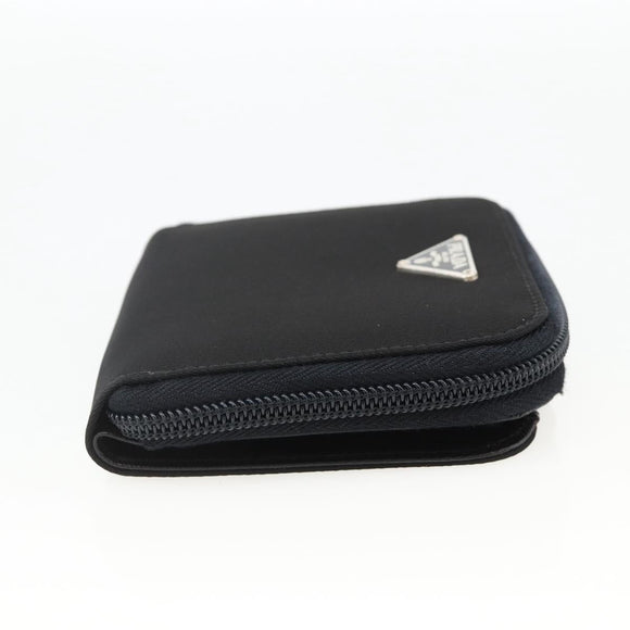 PRADA Wallet Nylon Black Silver Auth 174158A