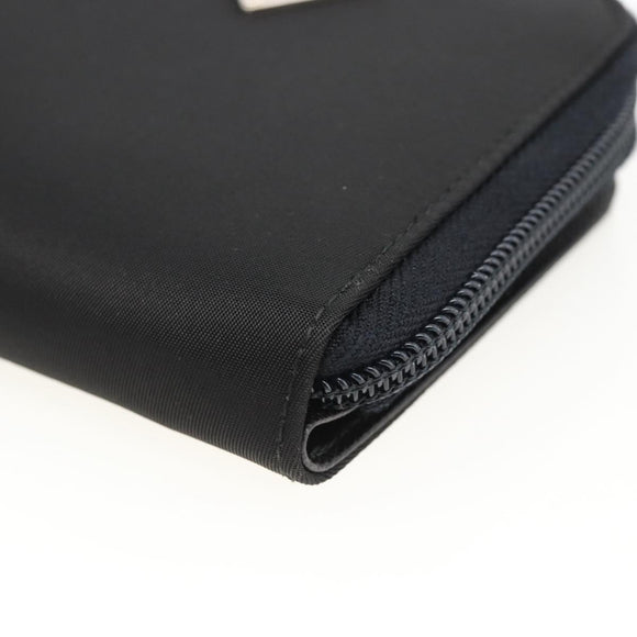 PRADA Wallet Nylon Black Silver Auth 174158A