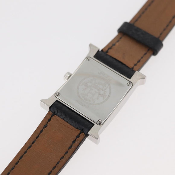 HERMES H-Watch HH1.210 Model Watches Leather Black Auth 174160A