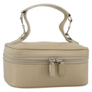 GUCCI Horsebit Vanity Hand Bag Leather Beige Silver 032 1956 0141 Auth 174163-1