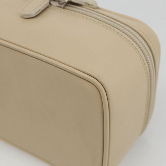 GUCCI Horsebit Vanity Hand Bag Leather Beige Silver 032 1956 0141 Auth 174163