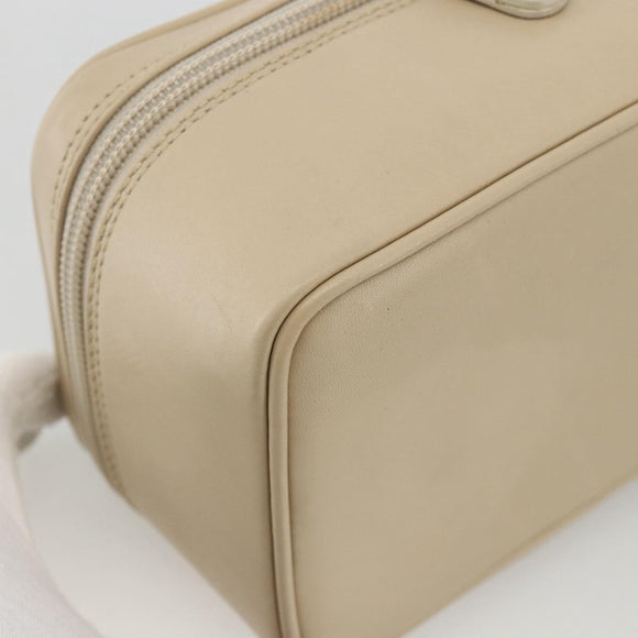 GUCCI Horsebit Vanity Hand Bag Leather Beige Silver 032 1956 0141 Auth 174163