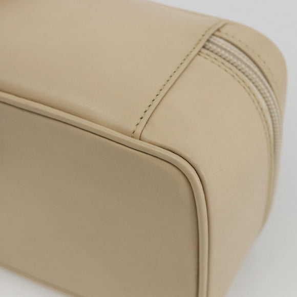 GUCCI Horsebit Vanity Hand Bag Leather Beige Silver 032 1956 0141 Auth 174163