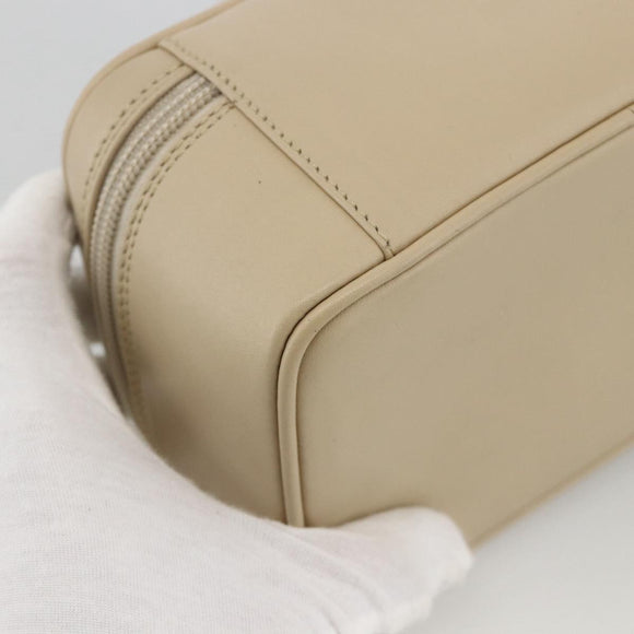 GUCCI Horsebit Vanity Hand Bag Leather Beige Silver 032 1956 0141 Auth 174163
