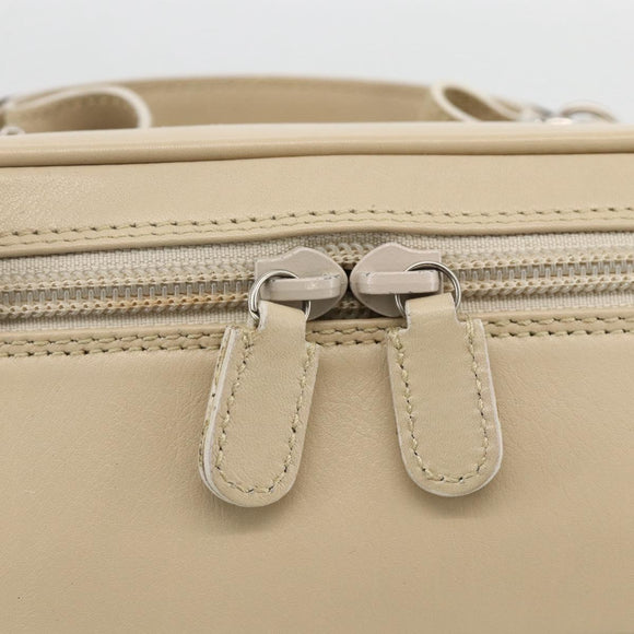 GUCCI Horsebit Vanity Hand Bag Leather Beige Silver 032 1956 0141 Auth 174163