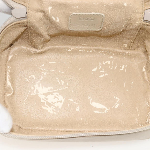 GUCCI Horsebit Vanity Hand Bag Leather Beige Silver 032 1956 0141 Auth 174163