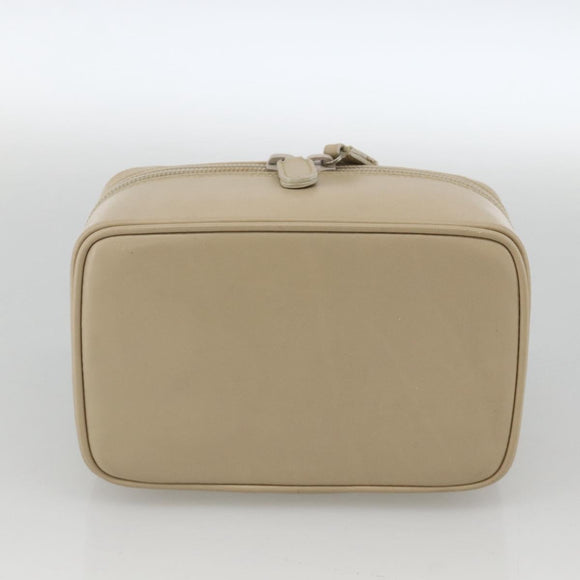 GUCCI Horsebit Vanity Hand Bag Leather Beige Silver 032 1956 0141 Auth 174163