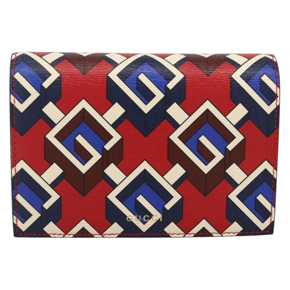 GUCCI Speelkaartenhouder Geometrische G PVC Rood Blauw Authentiek 174169SAM