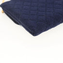 CHANEL Matelasse Chain Pouch Shoulder Bag Cotton Navy Gold CC Auth 174171A-17