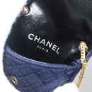 CHANEL Matelasse Chain Pouch Shoulder Bag Cotton Navy Gold CC Auth 174171A-10