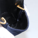 CHANEL Matelasse Chain Pouch Shoulder Bag Cotton Navy Gold CC Auth 174171A-18