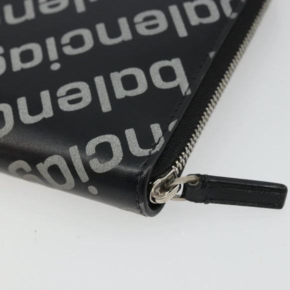 BALENCIAGA Long Wallet Leather Black Silver 594317 Auth 174172A
