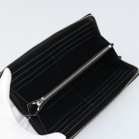 BALENCIAGA Long Wallet Leather Black Silver 594317 Auth 174172A