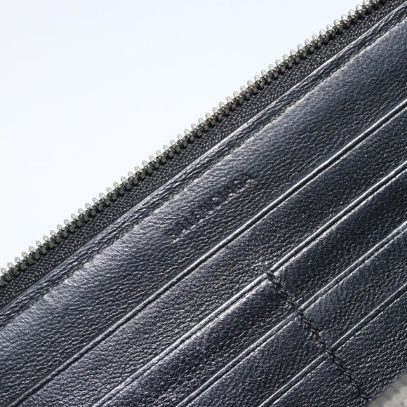 BALENCIAGA Long Wallet Leather Black Silver 594317 Auth 174172A