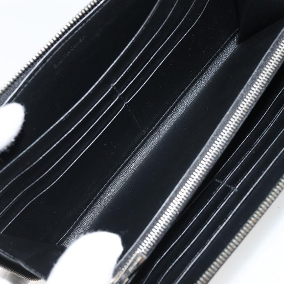 BALENCIAGA Long Wallet Leather Black Silver 594317 Auth 174172A