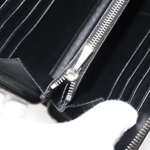 BALENCIAGA Long Wallet Leather Black Silver 594317 Auth 174172A