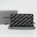 BALENCIAGA Long Wallet Leather Black Silver 594317 Auth 174172A-12