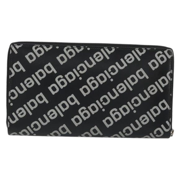 BALENCIAGA Long Wallet Leather Black Silver 594317 Auth 174172A
