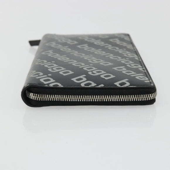 BALENCIAGA Long Wallet Leather Black Silver 594317 Auth 174172A