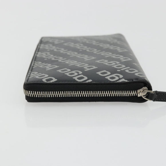 BALENCIAGA Long Wallet Leather Black Silver 594317 Auth 174172A