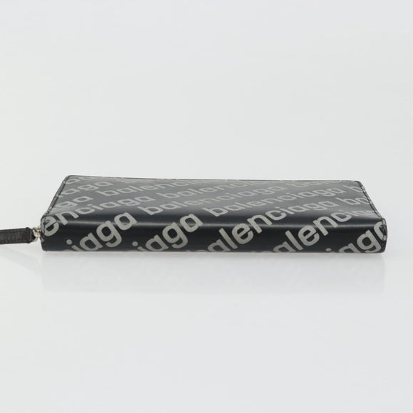 BALENCIAGA Long Wallet Leather Black Silver 594317 Auth 174172A