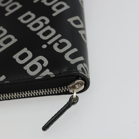 BALENCIAGA Long Wallet Leather Black Silver 594317 Auth 174172A