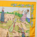 HERMES Carre 90 Scarf ""COSTUMES DES DEPARTEMENTS"" Silk Yellow Auth 174178A-4