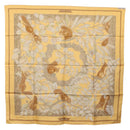 HERMES Carre 90 Scarf ""CASSE NOISETTE"" Silk Yellow Auth 174180A-13