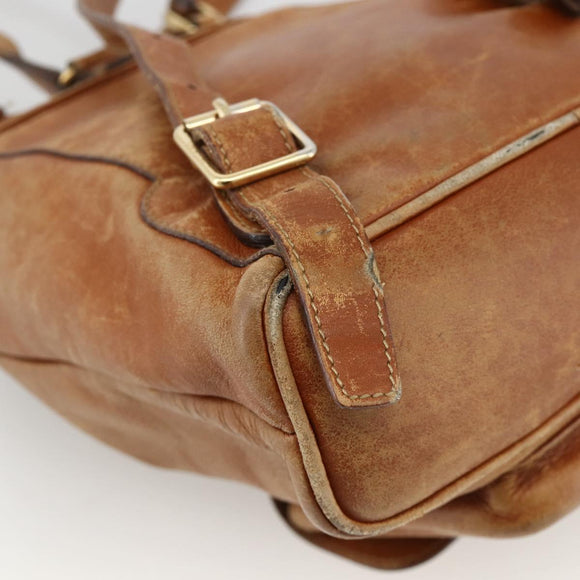GUCCI Bamboo Backpack Leather Brown Gold 003 1956 0030 Auth 174185
