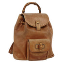 GUCCI Bamboo Backpack Leather Brown Gold 003 1956 0030 Auth 174185-1
