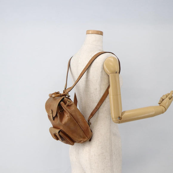 GUCCI Bamboo Backpack Leather Brown Gold 003 1956 0030 Auth 174185