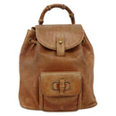 GUCCI Bamboo Backpack Leather Brown Gold 003 1956 0030 Auth 174185-13