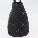 CHANEL Travel Line Hand Bag Nylon Black Silver CC Auth 174187-3
